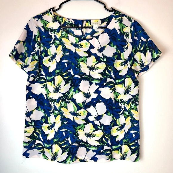 J.Crew | Floral Printed Short Sleeve Blouse - Picture 1 of 4